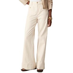 J. Crew Sailor Wide Leg Denim Pants Trouser with Gold Buttons Women’s 35 x 32